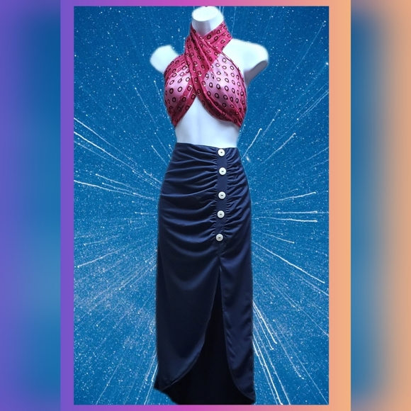 Ruched Midi Pencil Skirt w/ Side Split size L - Picture 2 of 8